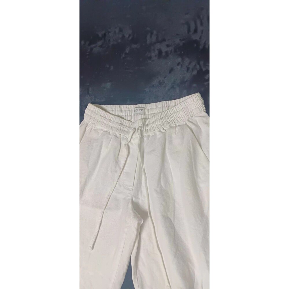 J Crew Linen Blend Cuff Ankle Pants S White Coastal Beachy Seaside Quiet Luxury - Picture 3 of 12